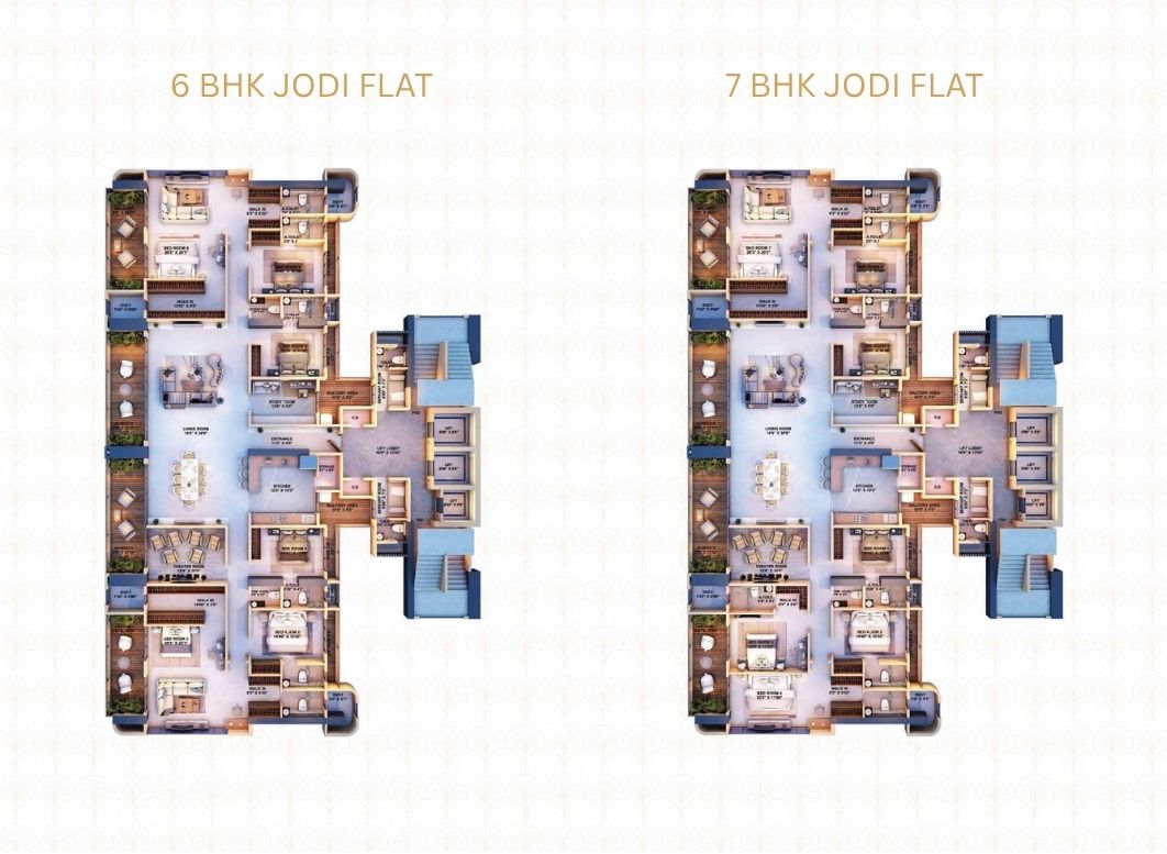 Sai Palm View 6 BHK Jodi Flat Floor Plan