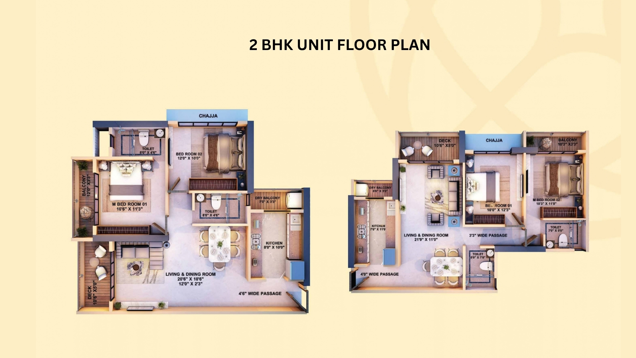 Sai World One 2 BHK Floor Plan
