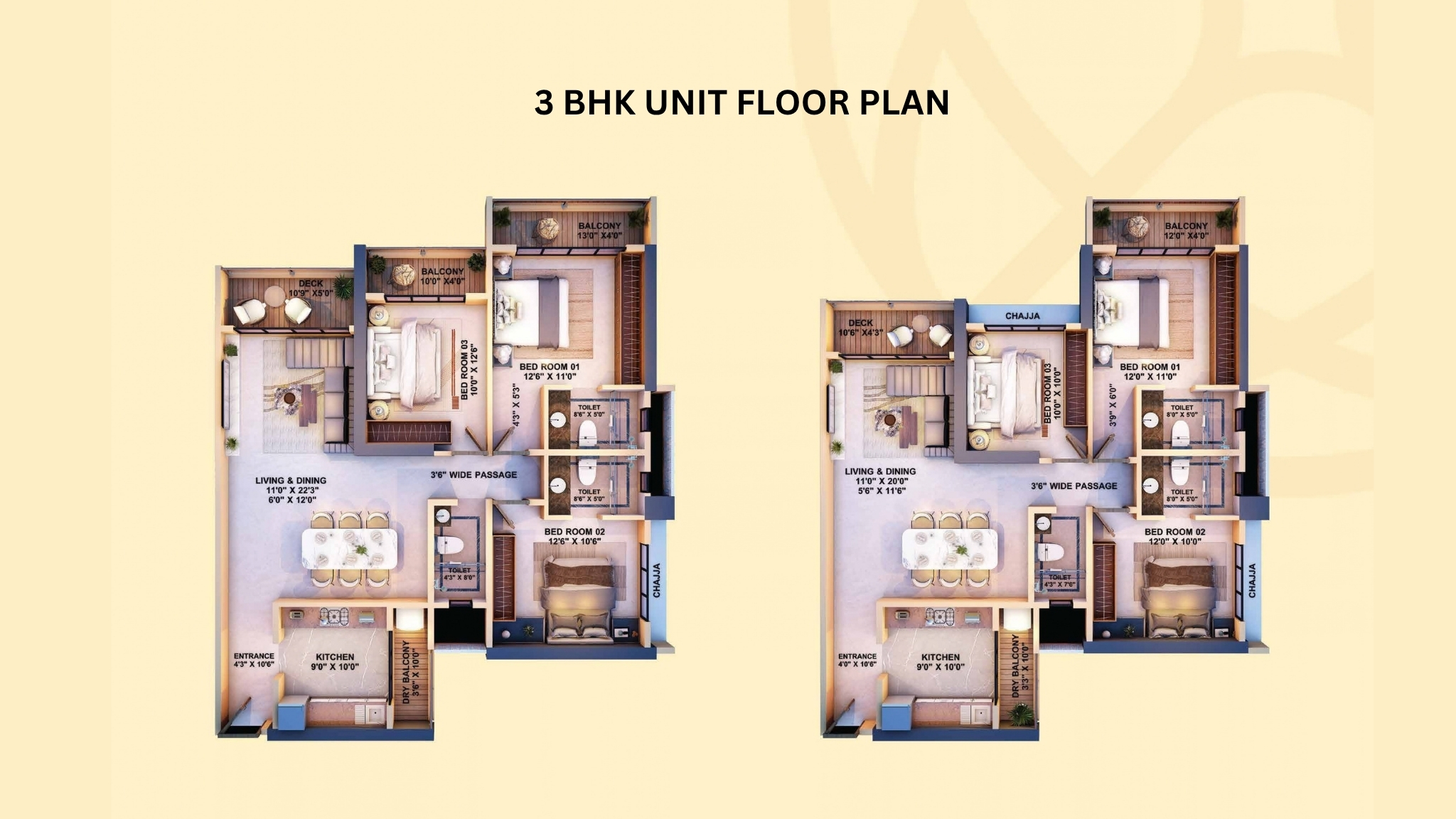 Sai World One 3 BHK Floor Plan