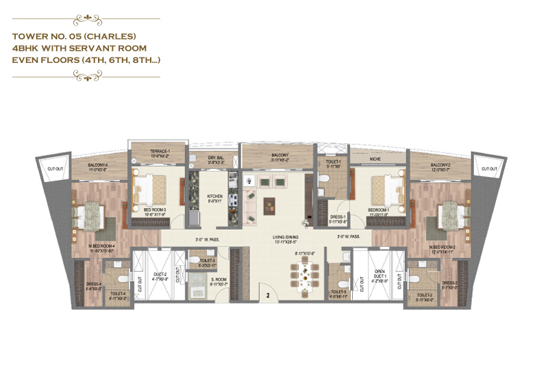 King Charles I Tower 5 Floor Plan