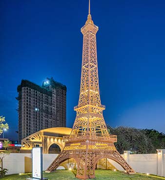 Eiffel Tower inspired landmark at Sai World City